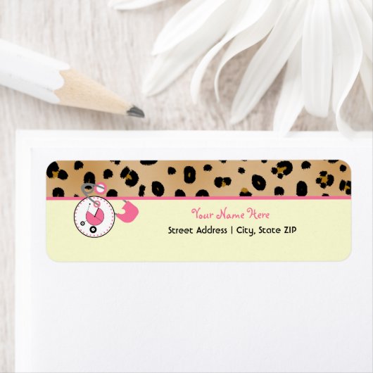 Baby shower Label - Leopard Print & Luier Pin (Insitu)