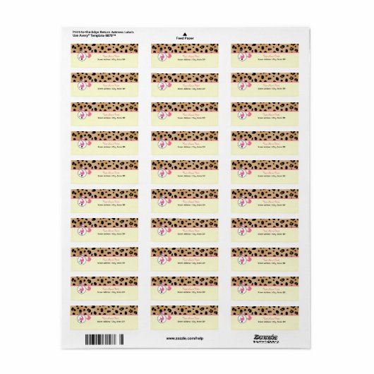 Baby shower Label - Leopard Print & Luier Pin (Full Sheet)