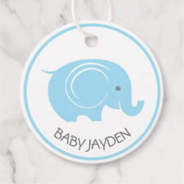 Baby shower Label met olifant voor jongen