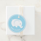 Baby shower Label met olifant voor jongen (In situ)