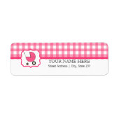 Baby shower Label - Roze Gingham & Hot Pink (Voorkant)