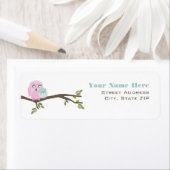 Baby shower Label - Roze Moeder & Blauwe Baby Uil (Insitu)