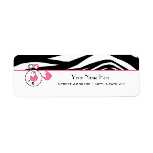 Baby shower Label - Zebra Print & Luier Pin (Voorkant)