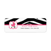 Baby shower label - zebraprint en warm roze (Voorkant)