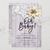 Baby shower Lace Sunflower Barn Wood String Lights Kaart (Voorkant / Achterkant)