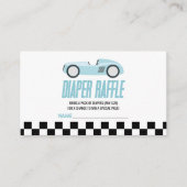 Baby shower lade lade met blauw raster informatiekaartje (Voorkant)