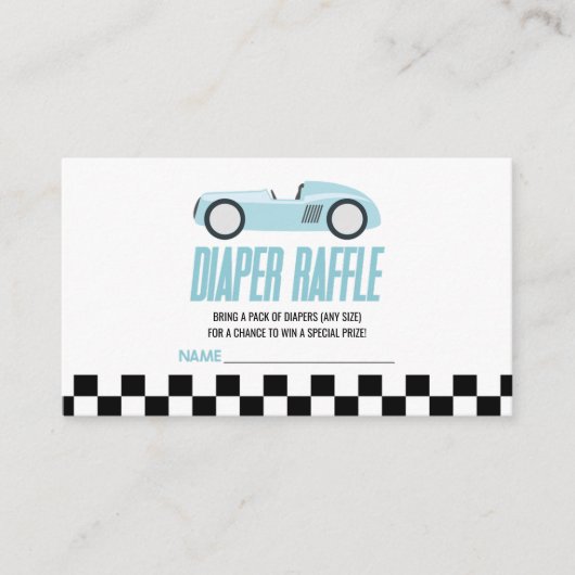 Baby shower lade lade met blauw raster informatiekaartje (Voorkant)