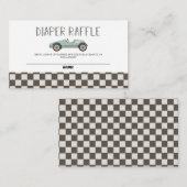 Baby shower lade lade met blauw raster informatiekaartje (Voorkant / Achterkant)