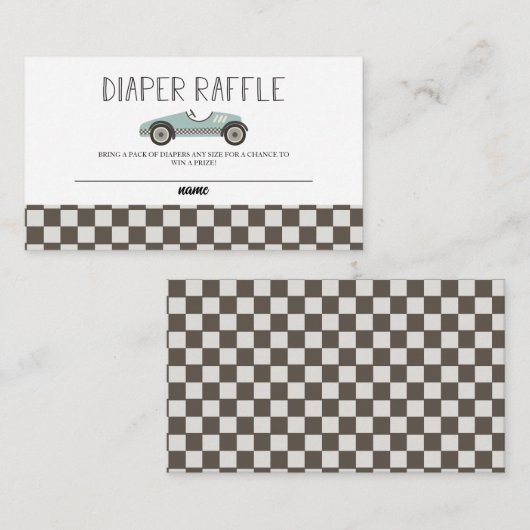 Baby shower lade lade met blauw raster informatiekaartje (Voorkant / Achterkant)