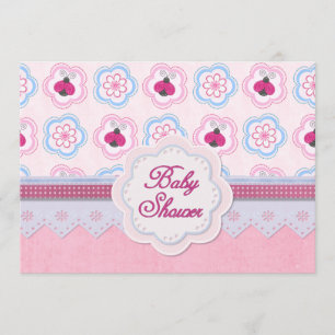 Baby shower Ladybug Flowers Kaart