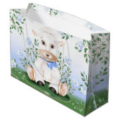 Baby shower Lamb Blue Floral Boy Groot Cadeauzakje (Achterkant Gekanteld)