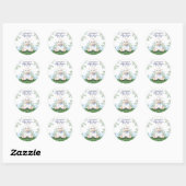 Baby shower Lamb Blue Floral Boy Ronde Sticker (Vel)