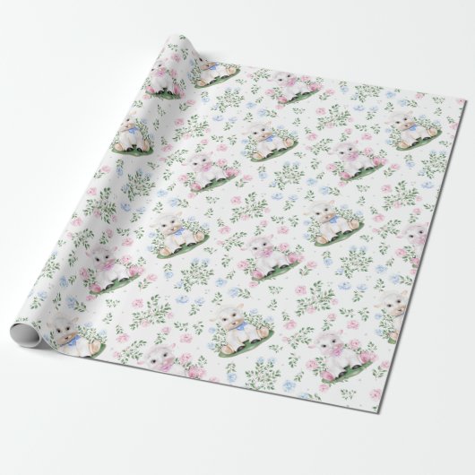 Baby shower lammeren cadeaupapier (Uitgerold)