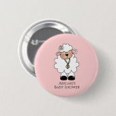 Baby shower lammeren ronde button 5,7 cm (Voorkant /achterkant)
