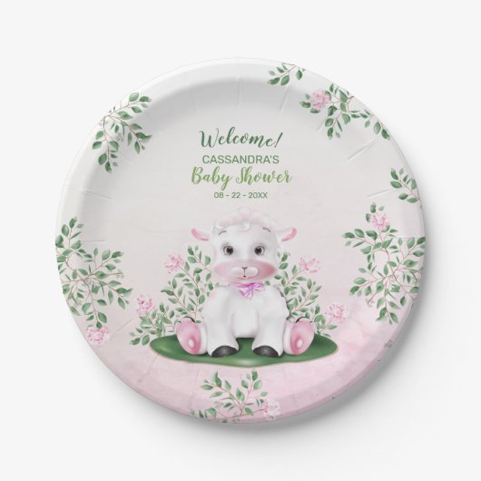 Baby shower lamproze Floral Papieren Bordje (Voorkant)