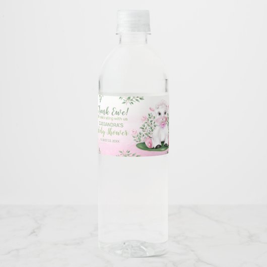 Baby shower lamproze Floral Waterfles Etiket (Voorkant)