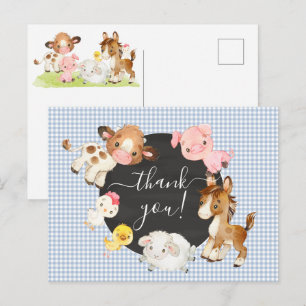 Baby shower landbouwhuisdieren Dank u Briefkaart