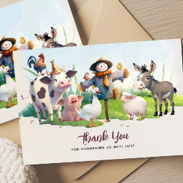 Baby shower landbouwhuisdieren Hartelijk dank Bedankkaart