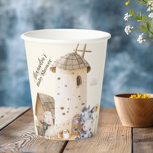Baby shower landbouwhuisdieren papieren bekers