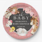 Baby shower landbouwhuisdieren papieren bordje (Voorkant)