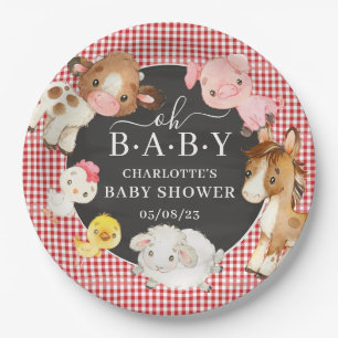 Baby shower landbouwhuisdieren papieren bordje