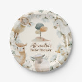 Baby shower landbouwhuisdieren papieren bordje (Voorkant)