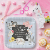 Baby shower landbouwhuisdieren papieren bordje (Feest)