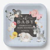 Baby shower landbouwhuisdieren papieren bordje (Voorkant)