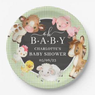 Baby shower landbouwhuisdieren papieren bordje