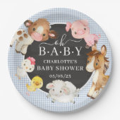 Baby shower landbouwhuisdieren papieren bordje (Voorkant)