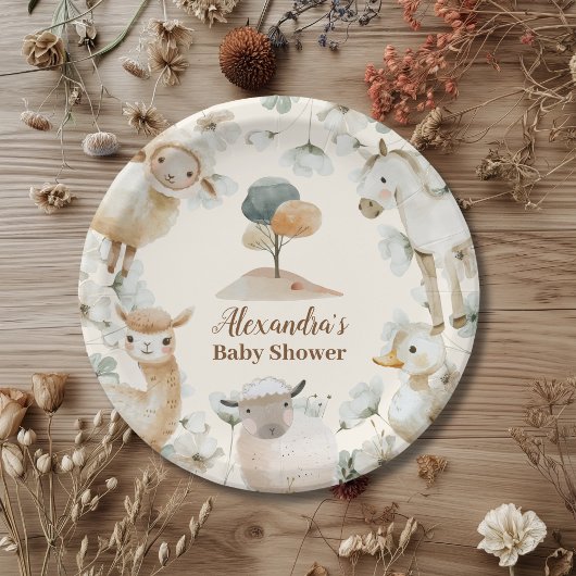 Baby shower landbouwhuisdieren papieren bordje