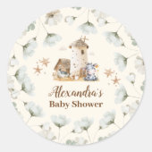 Baby shower landbouwhuisdieren ronde sticker (Voorkant)