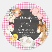 Baby shower landbouwhuisdieren ronde sticker (Voorkant)