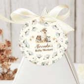 Baby shower landbouwhuisdieren ronde sticker