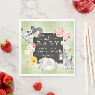 Baby shower landbouwhuisdieren servet