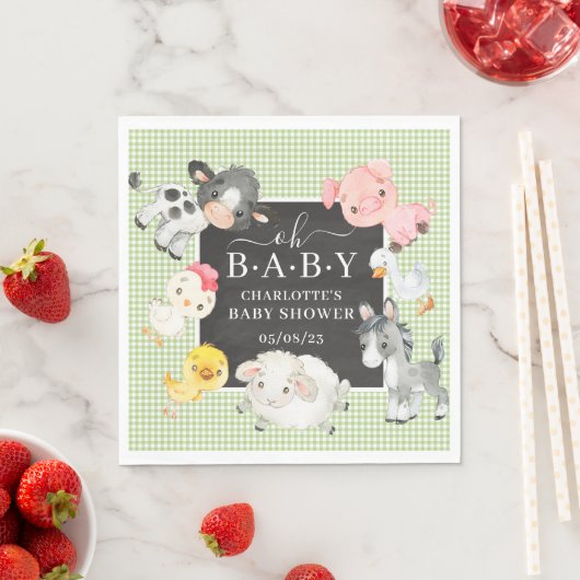 Baby shower landbouwhuisdieren servet (Insitu)