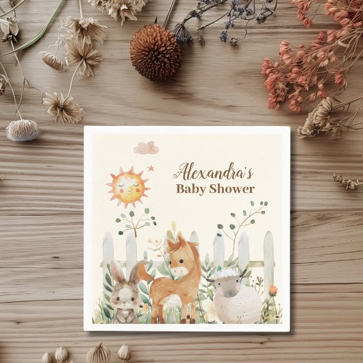 Baby shower landbouwhuisdieren servet
