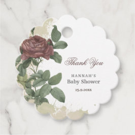 Baby Shower Landelijke Bloem Moderne Burgundy Goud Bedankjes Labels