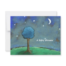 Baby shower, Landschapsschilderij Moon Stars Tree