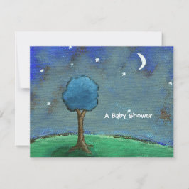 Baby shower, Landschapsschilderij Moon Stars Tree Kaart