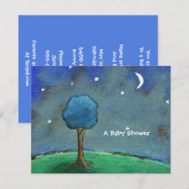 Baby shower, Landschapsschilderij Moon Stars Tree Kaart
