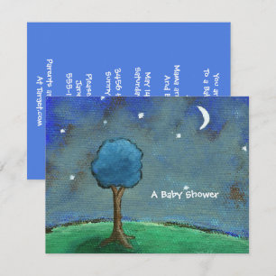 Baby shower, Landschapsschilderij Moon Stars Tree Kaart