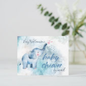 Baby shower lange afstand per post Blue Elephant Briefkaart (Staand voorkant)