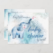 Baby shower lange afstand per post Blue Elephant Briefkaart (Voorkant / Achterkant)