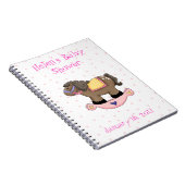 Baby shower-laptop met rokerroze springpaard notitieboek (Rechterzijde)
