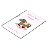 Baby shower-laptop met rokerroze springpaard notitieboek (Linkerzijde)