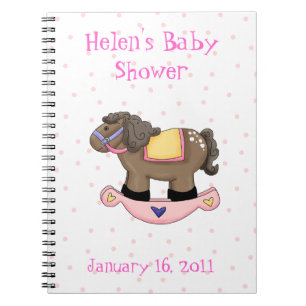 Baby shower-laptop met rokerroze springpaard notitieboek