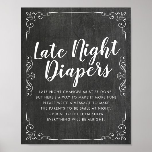 Baby shower late nachtdimmers Chalkboard Poster (Voorkant)