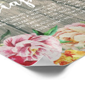 Baby shower Late Night Diapers Flowers Wood Lichte Poster (Hoek)