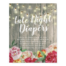 Baby shower Late Night Diapers Flowers Wood Lichte